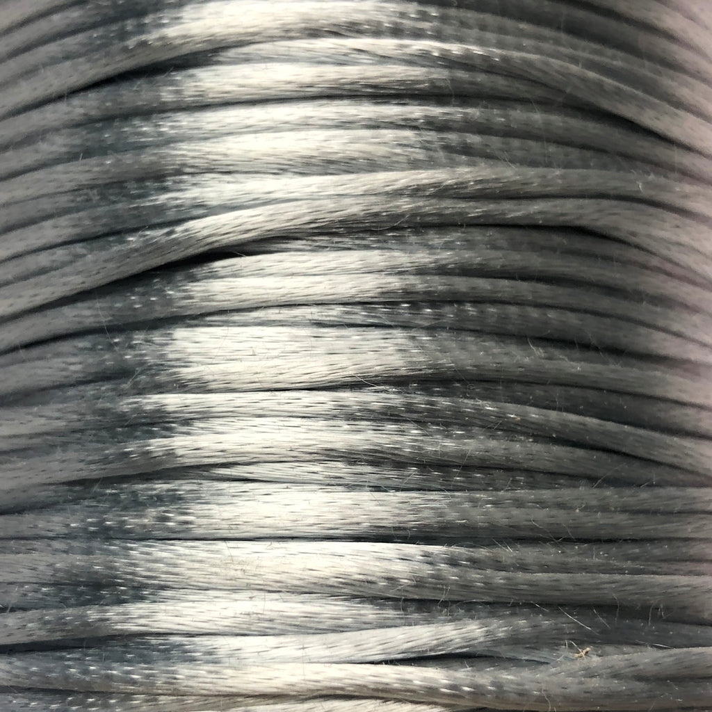 Size #1 - 2MM Silver Satin Cord (Rattail) 144 Yds