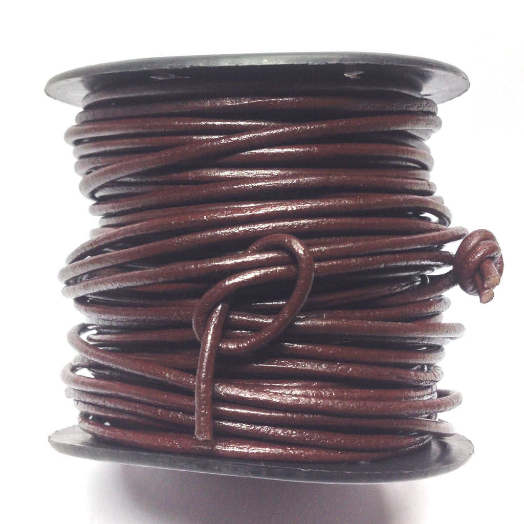 2MM Brown Leather Lace 25 Yd Spool