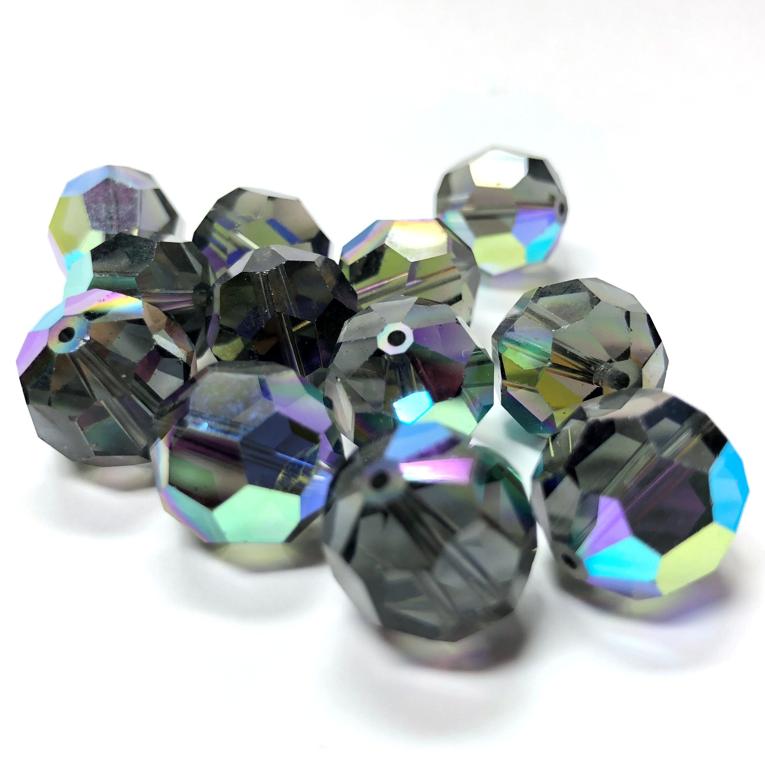 14MM Morion Ab Cut Crystal Faceted Beads (12 pieces)