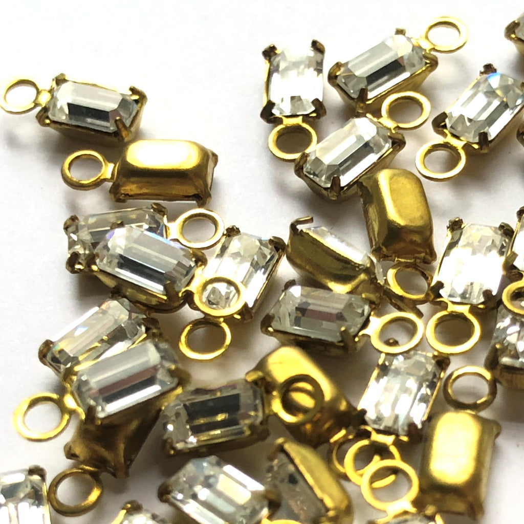 5X3MM 4-Prong Set Baguette 1-Loop Crystal/Brass (48 pieces)