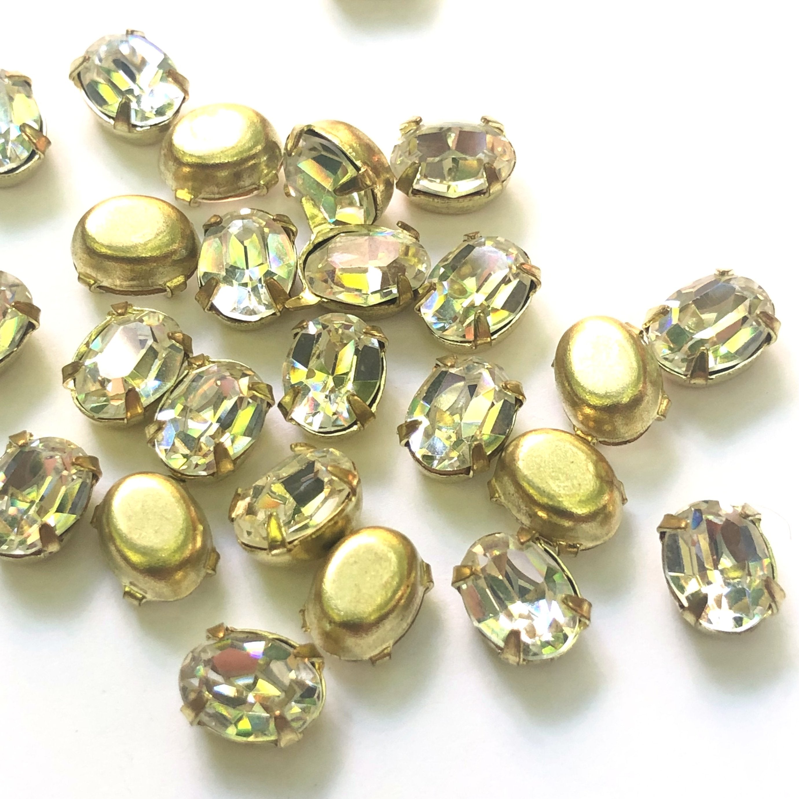 8X6MM 4-Prong Set Oval Crystal/Brass (48 pieces)