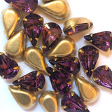 13X7.8MM 4-Prong Set Pear Amethyst/Brass (24 pieces)