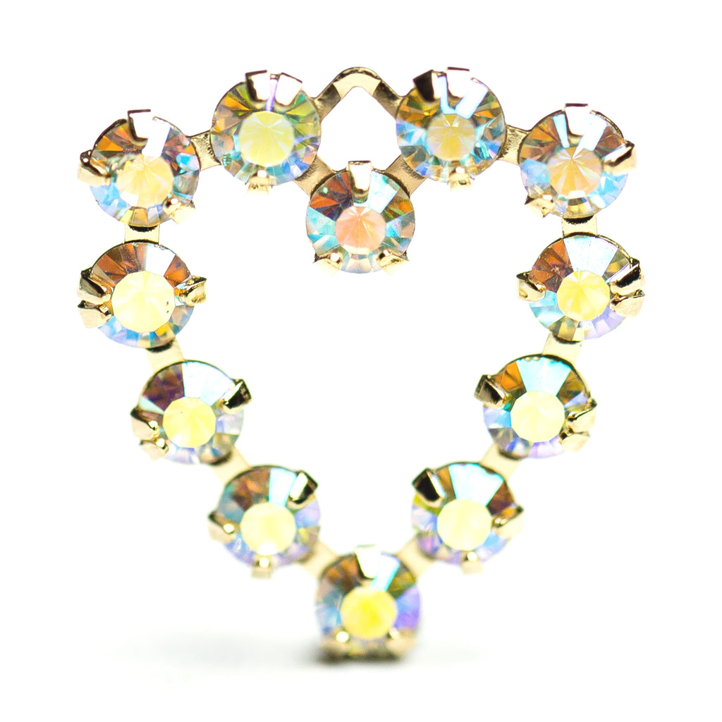 18MM Heart Drop Crystal Ab/Gold (12 pieces)