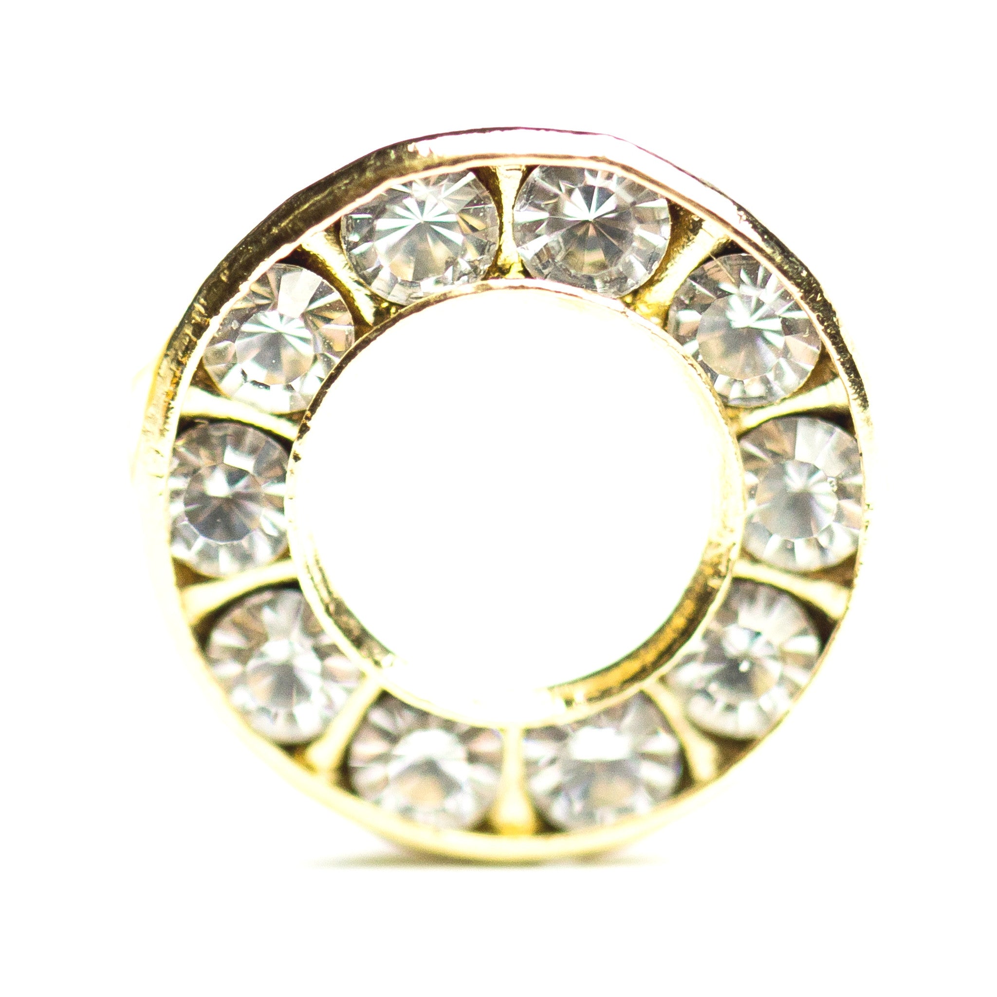 12.3MM Channel Circle Crystal/Gold (12 pieces)