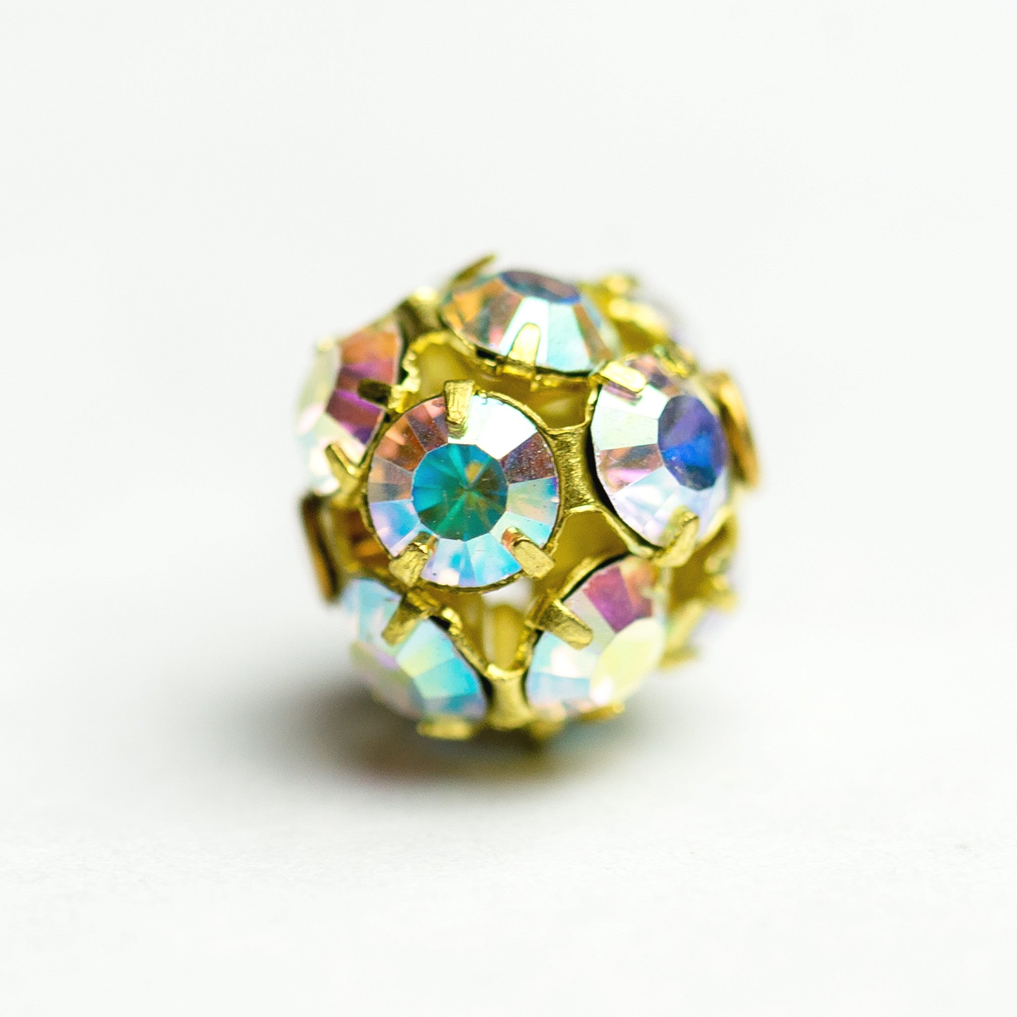 10MM Rhinestone Ball Crystal Ab/Brass (2 pieces)