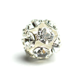 10MM Rhinestone Ball Crystal/Silver (2 pieces)