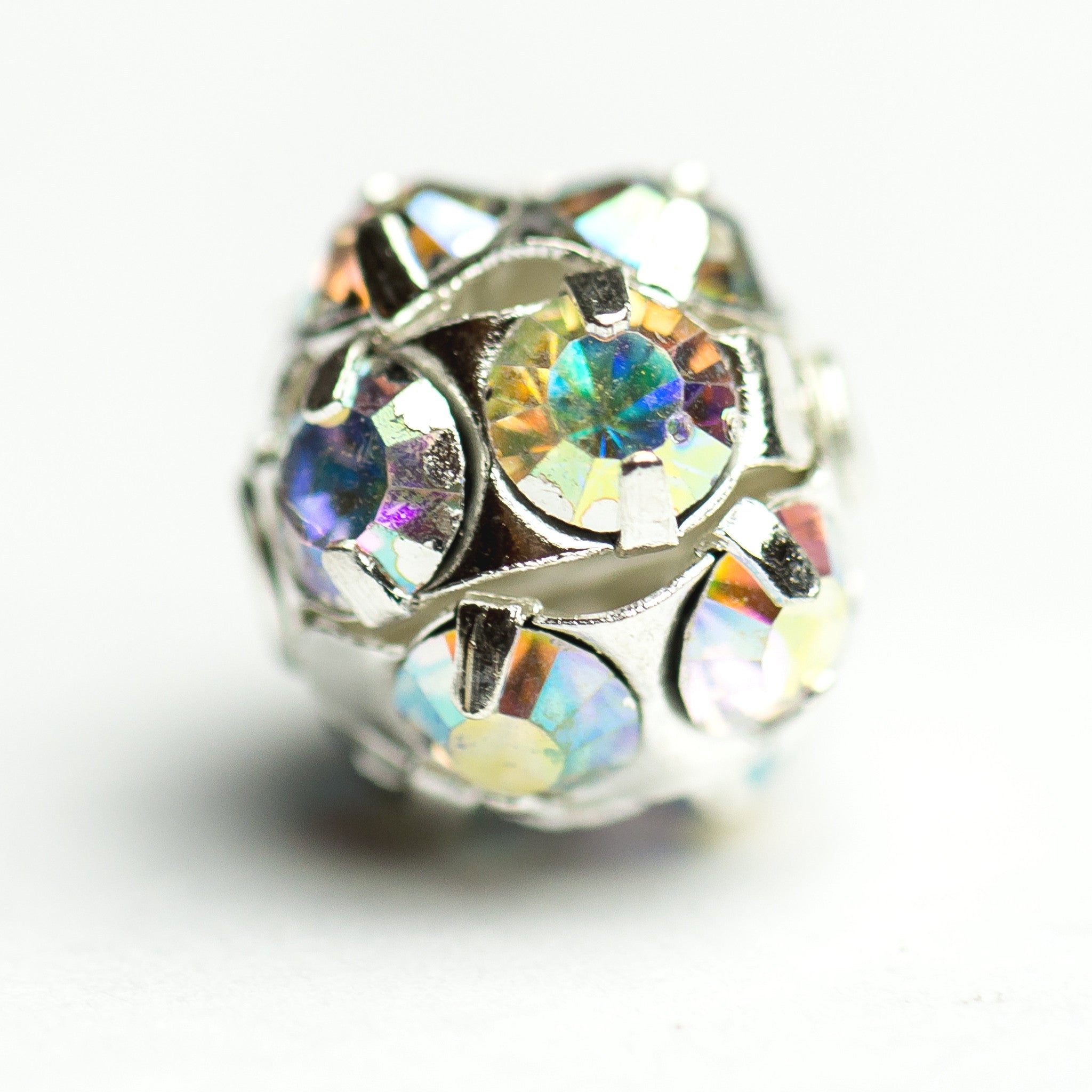 12MM Rhinestone Ball Crystal Ab/Silver (2 pieces)