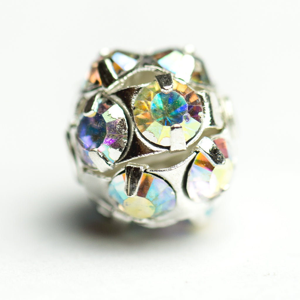 8MM Rhinestone Ball Crystal Ab/Silver (6 pieces)