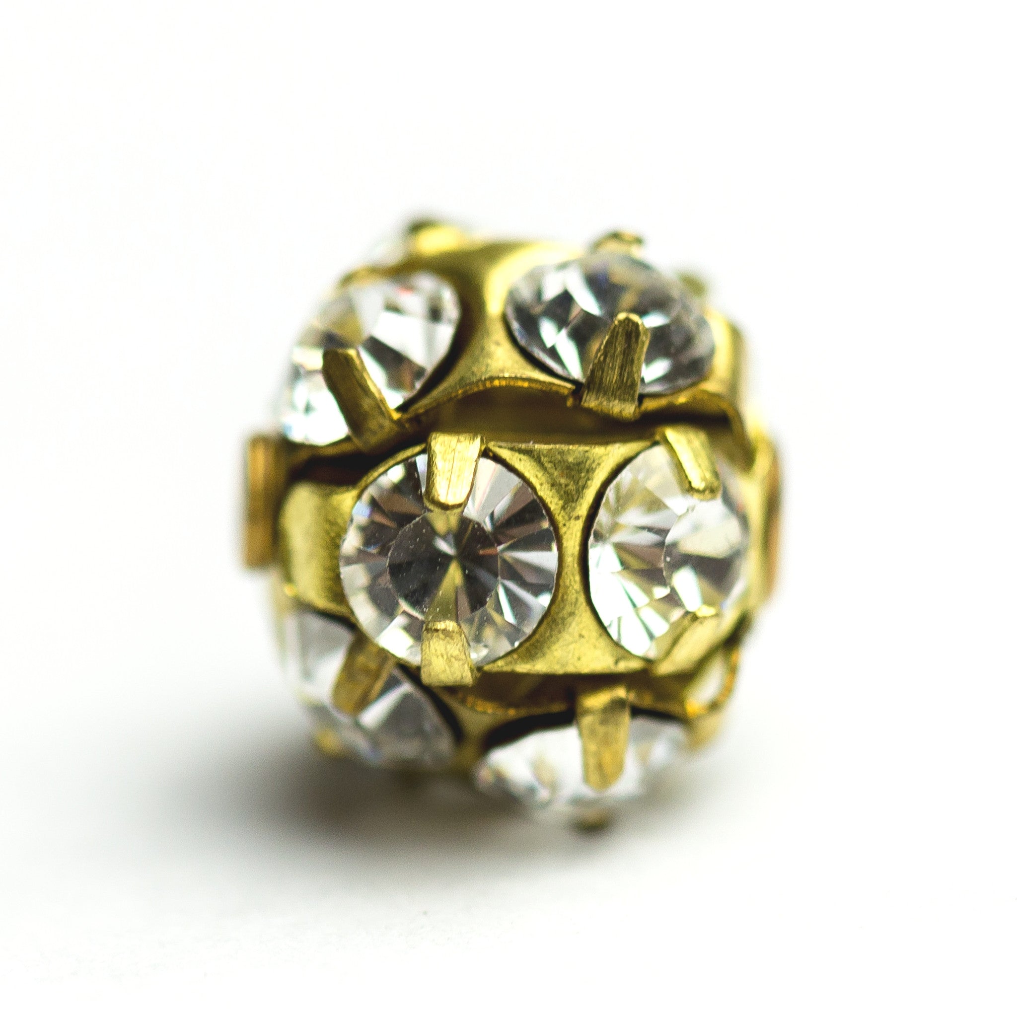 12MM Rhinestone Ball Crystal/Brass (2 pieces)