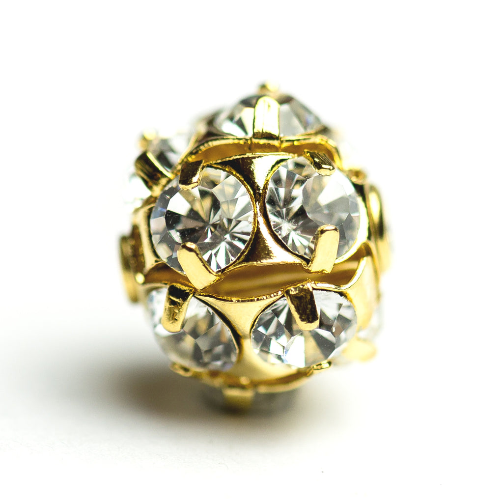 12MM Rhinestone Ball Crystal/Gold (2 pieces)
