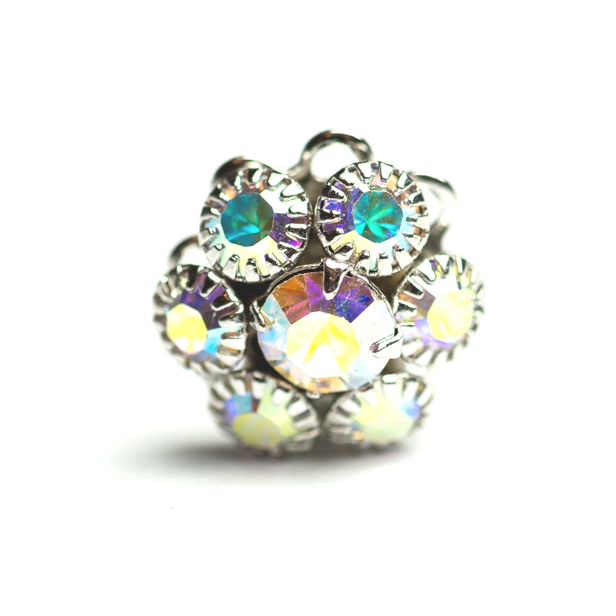 13MM Cluster Button Crystal Ab/Rhodium (2 pieces)