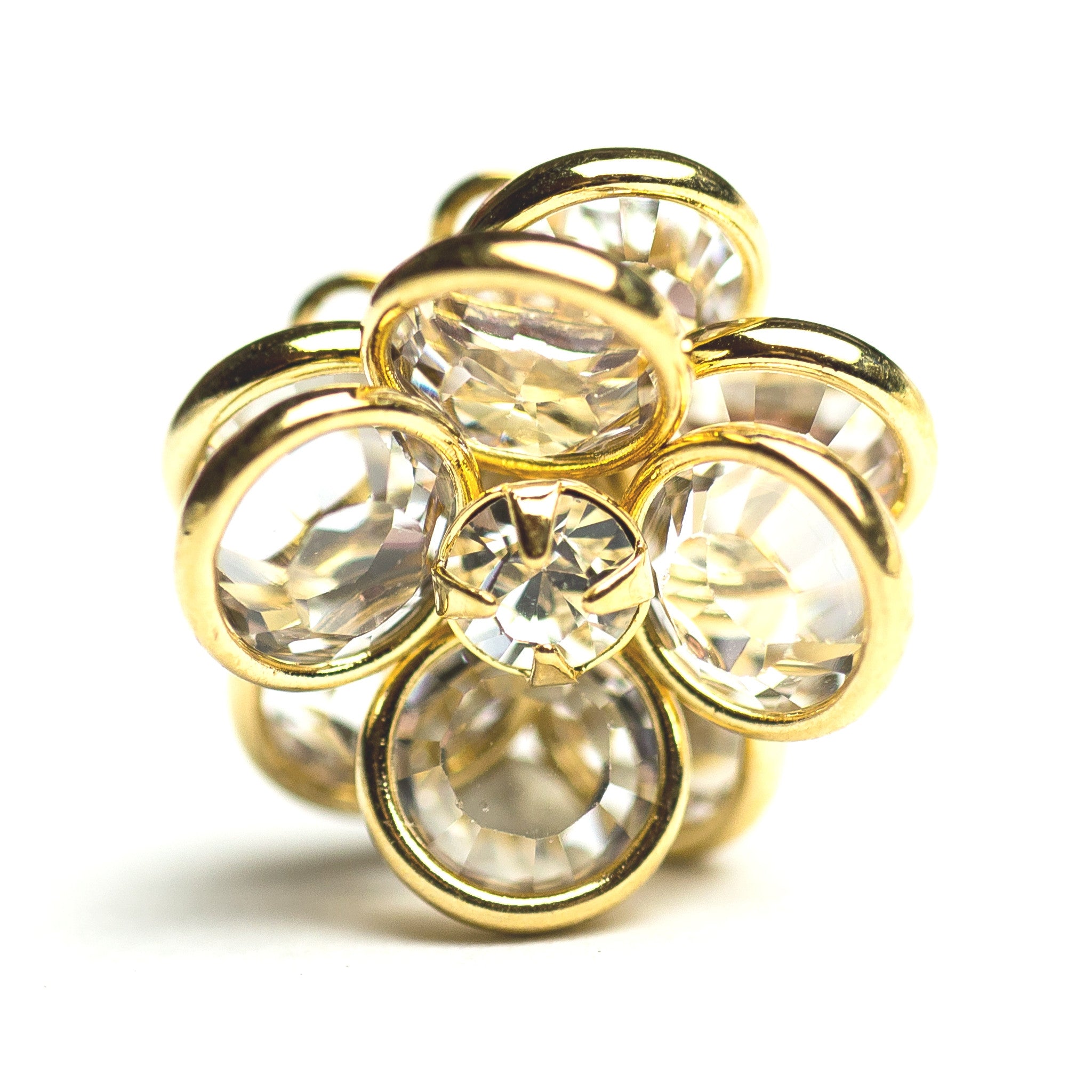 16.2MM Channel Button Crystal/Gold (2 pieces)