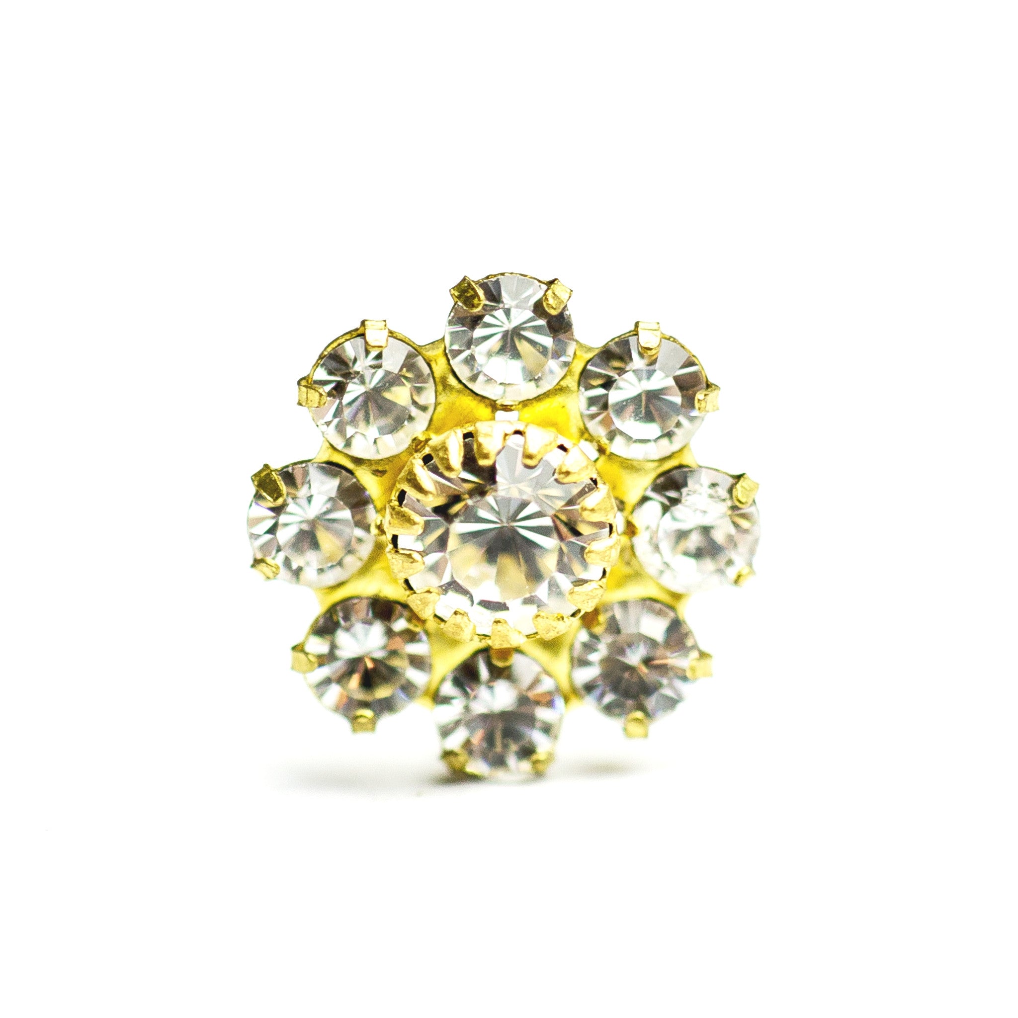 10MM Pinwheel Button Crystal/Brass (12 pieces)