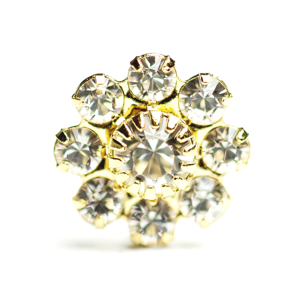 10MM Pinwheel Button Crystal/Gold (12 pieces)