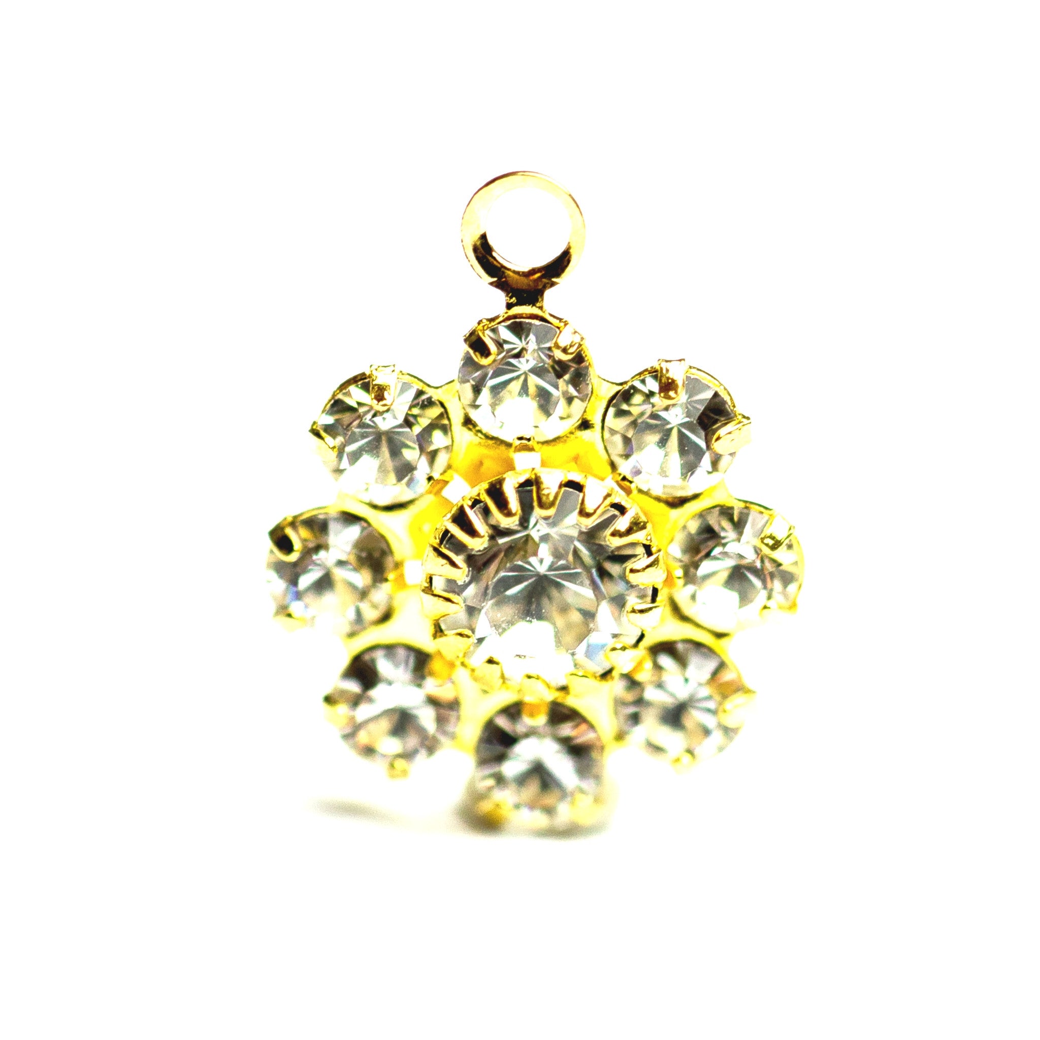 10MM Flower Button 1R Crystal/Gold (12 pieces)