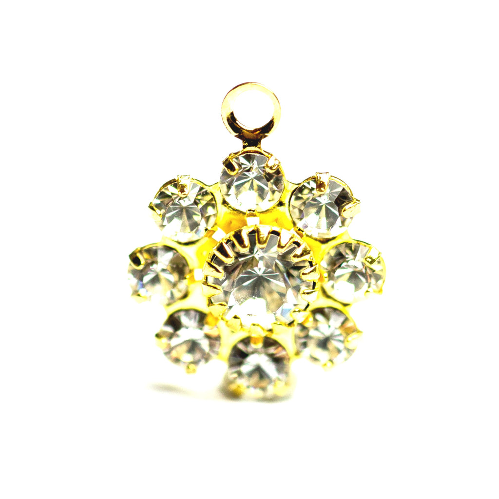 10MM Flower Button 1R Crystal/Gold (12 pieces)