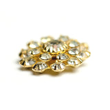 16MM Grad.Flwr.Button Crystal/Gold (2 pieces)