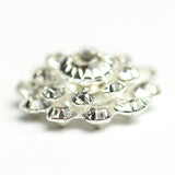 16MM Grad.Flower Button Crystal/Silver (2 pieces)