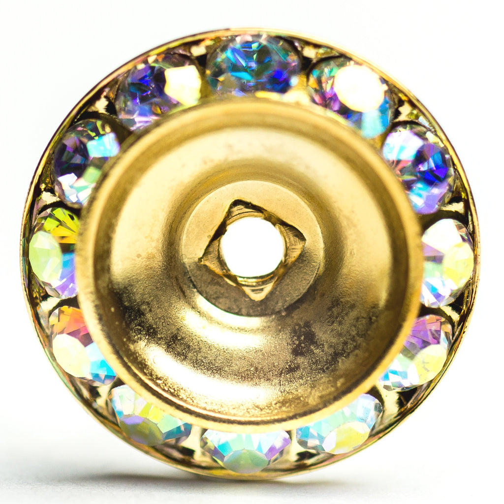 18MM Slant Rondel Crystal Ab/Gold (6 pieces)