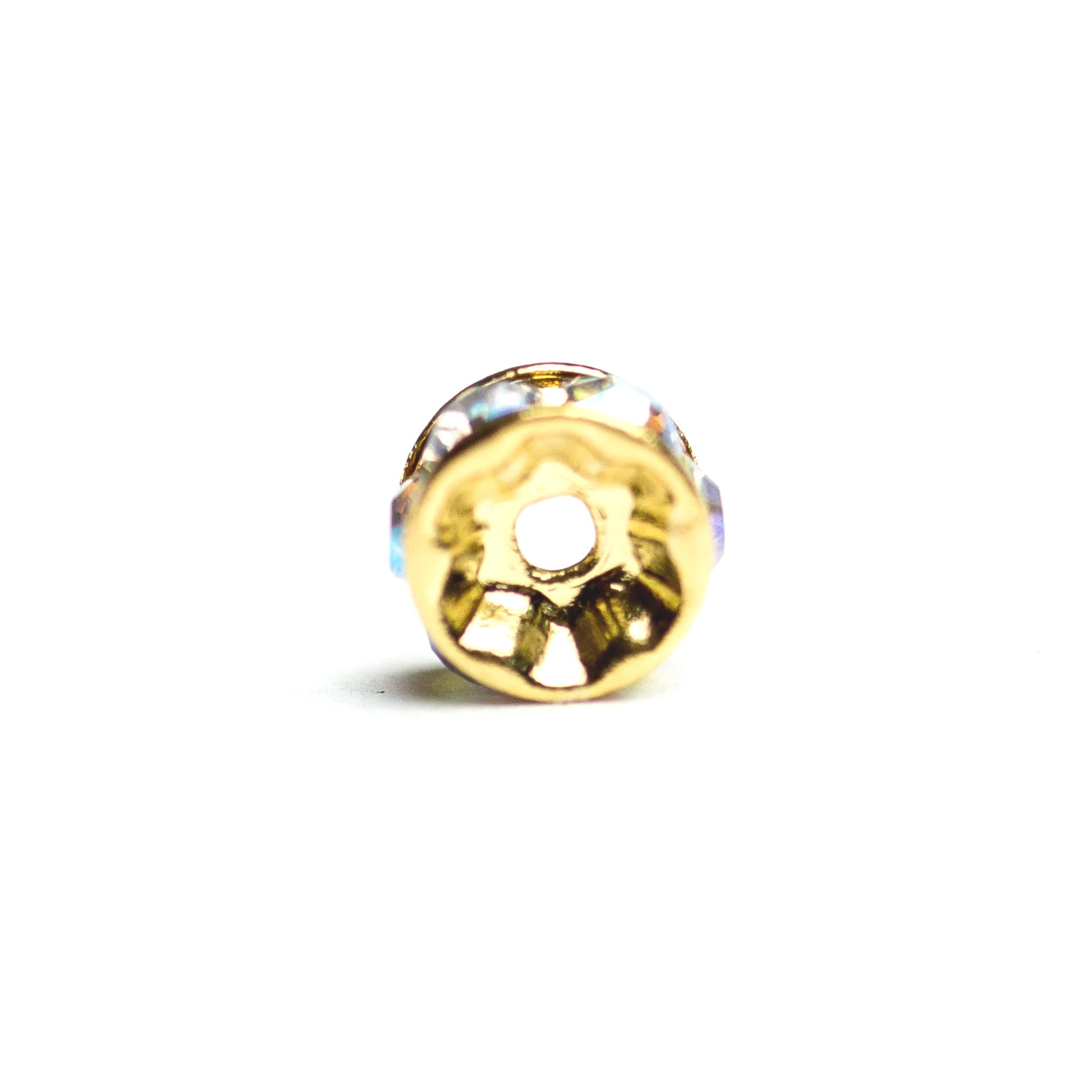 Gold-Plated 5mm Crystal AB Rhinestone Rondelle Spacer Bead