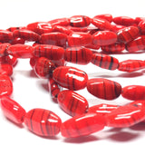 11X7MM Red w/Black Swirl Glass Baroque Oval Bead (72 pieces)