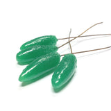 25X9MM Green Glass Teardrop On Wire (36 pieces)