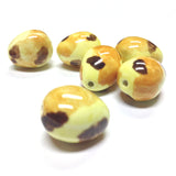 19X15MM Yellow/Brown Spotted Ceramic Bead (36 pieces)