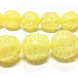 17MM Yellow Glass Lace Round Bead (24 pieces)