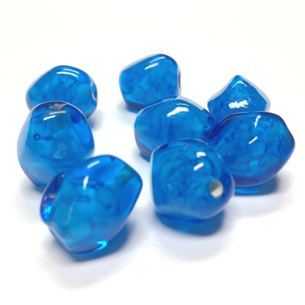 14MM Sapphire Blue Glass Baroque Bead (12 pieces)