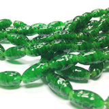 6X12MM Emerald Green Swirl Glass Oval Bead (72 pieces)