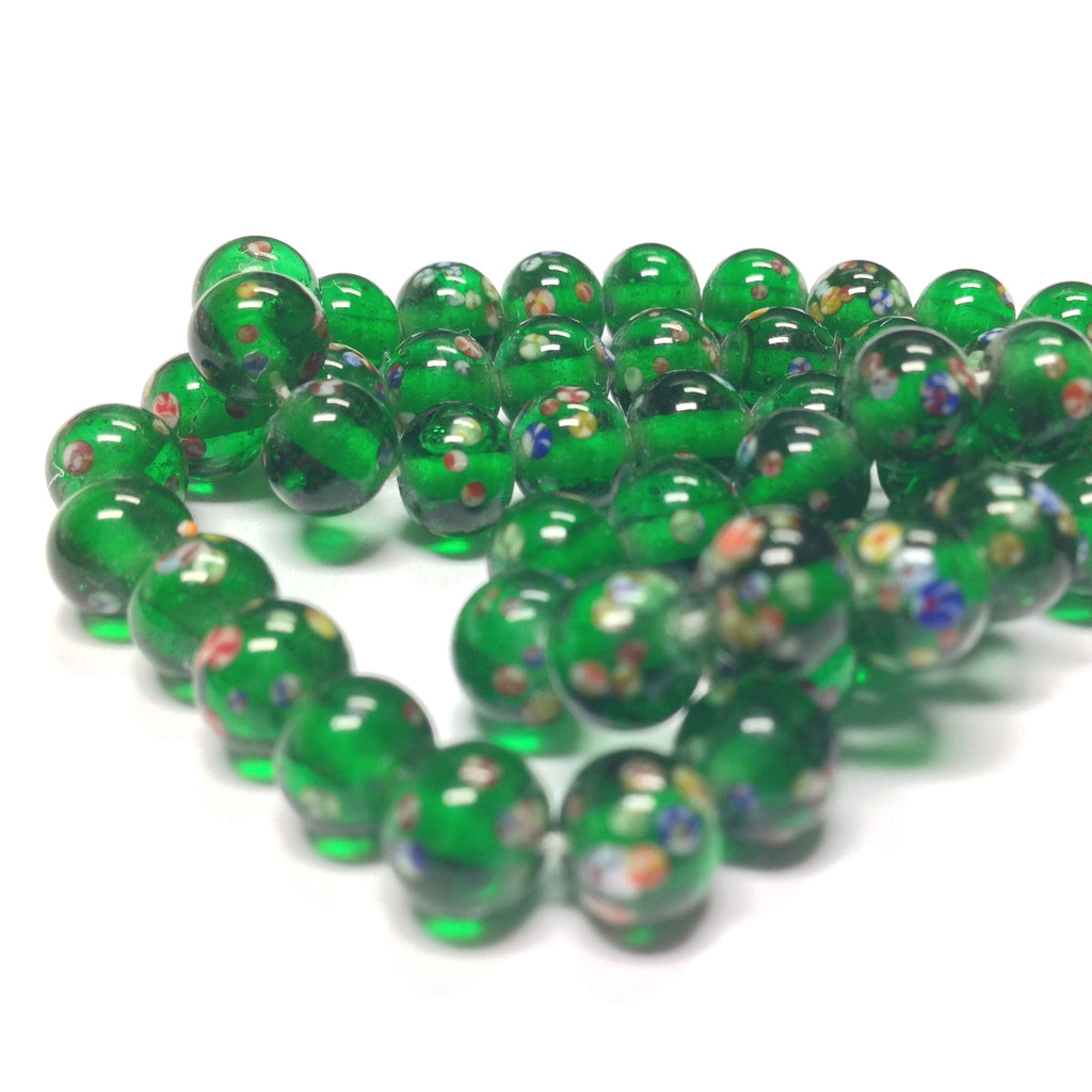 6MM Emerald Round Glass Tombo Bead (36 pieces)