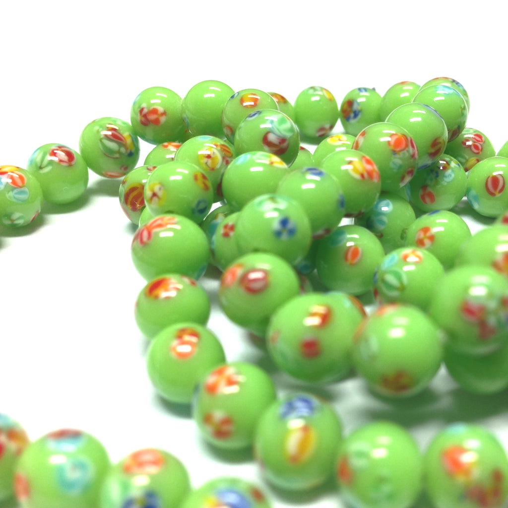 6MM Green Round Glass Tombo Bead (36 pieces)