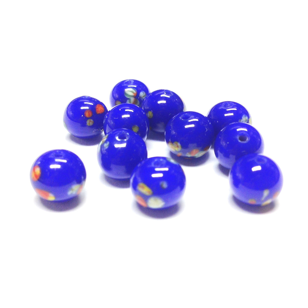 8MM Blue Round Glass Tombo Bead (36 pieces)