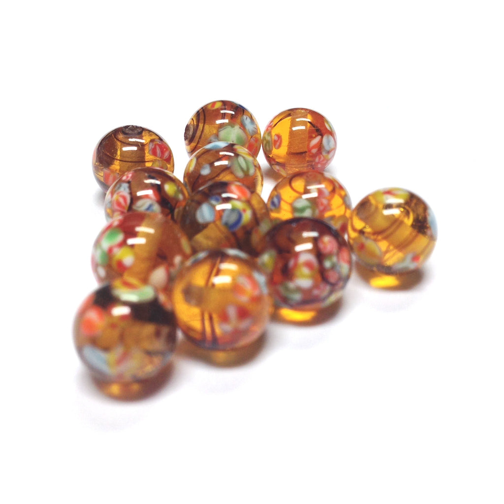 8MM Tortoise Glass Round Tombo Bead (36 pieces)