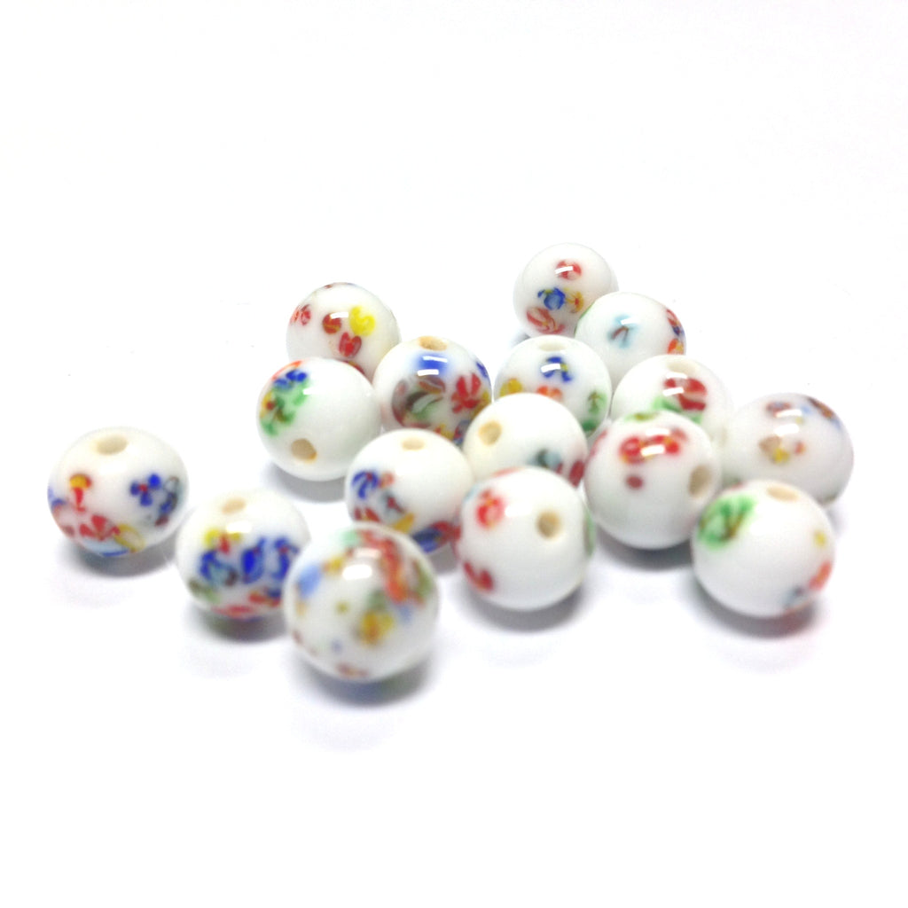 6MM White Glass Round Tombo Bead (36 pieces)
