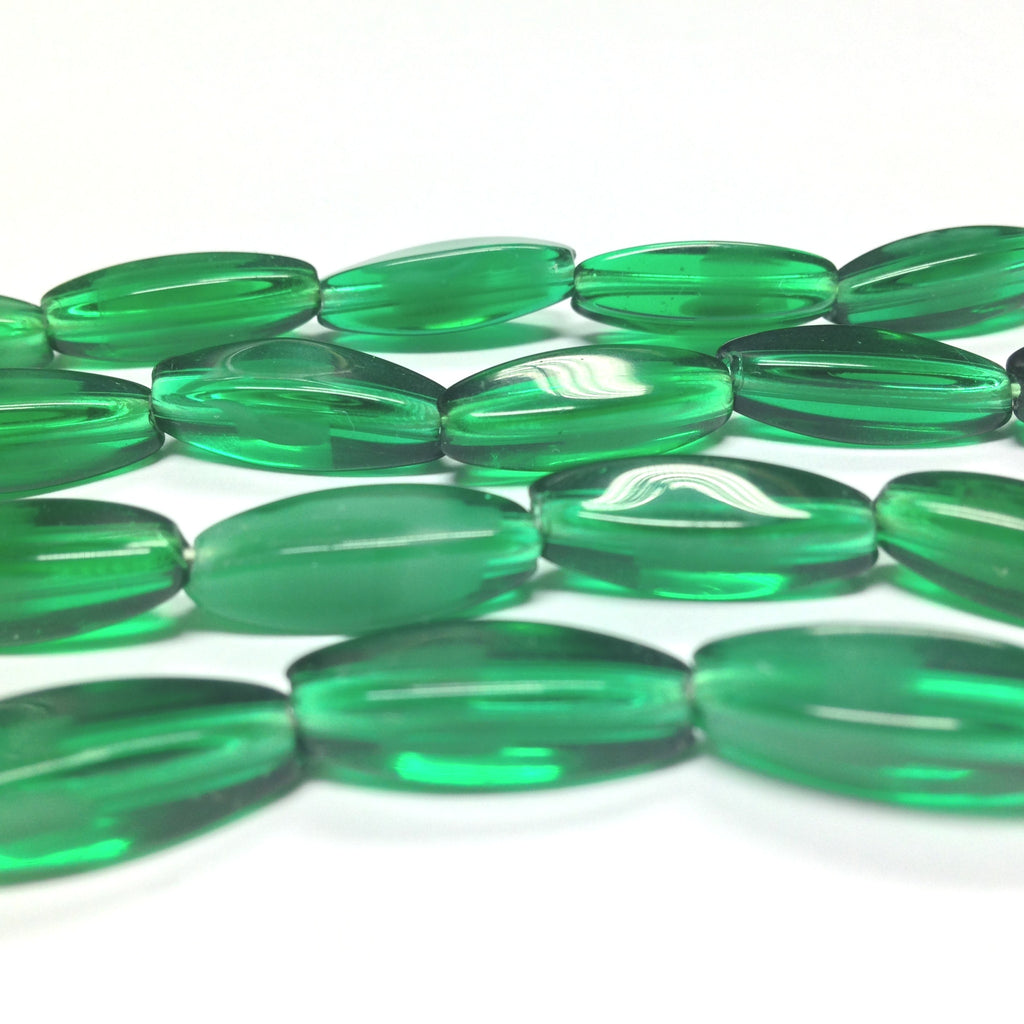 18X7MM Emerald Green Oval Glass Bead (36 pieces)