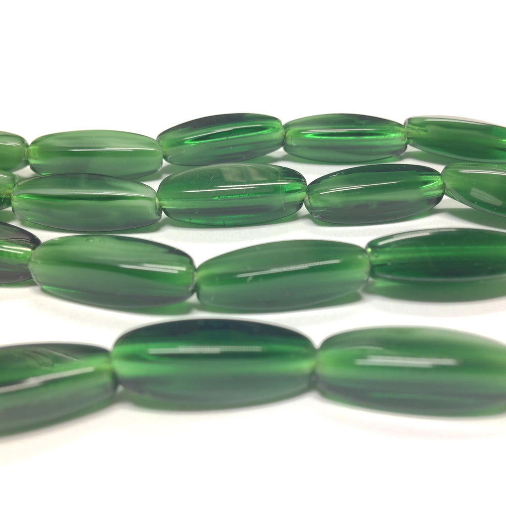 18X7MM Jade Green Oval Glass Bead (36 pieces)