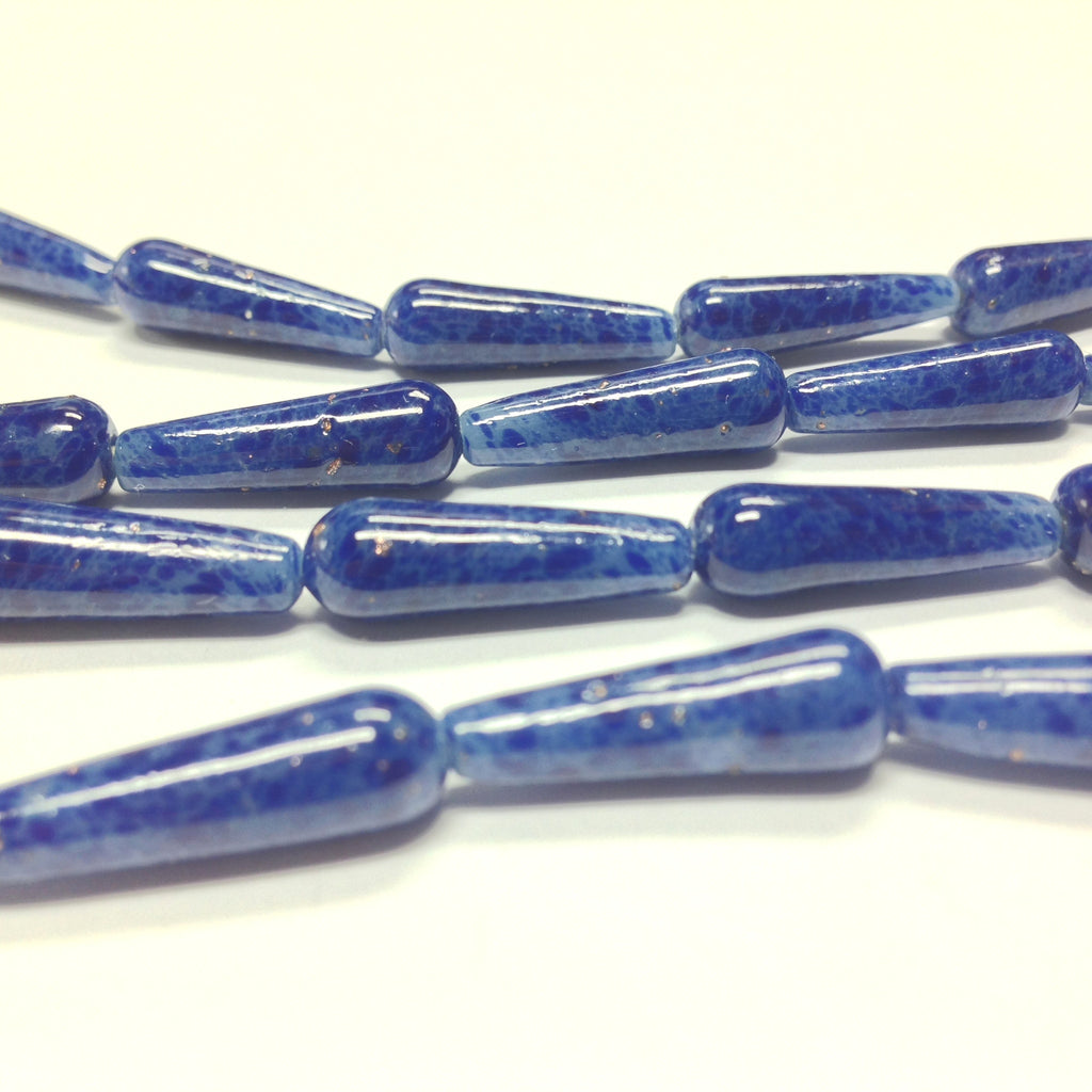 20X6MM Lapis w/Gold Flecks Glass Pear Bead (30 pieces)