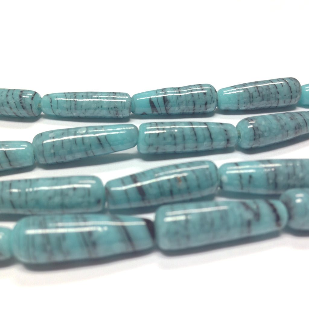 20X6MM Turquoise Matrix Glass Pear Bead (30 pieces)
