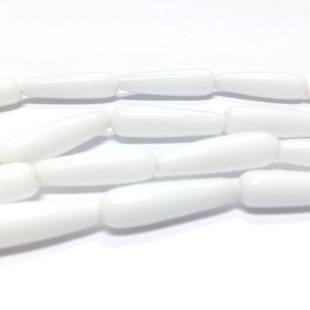 20X6MM White Glass Pear Bead (30 pieces)