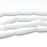20X6MM White Glass Pear Bead (30 pieces)