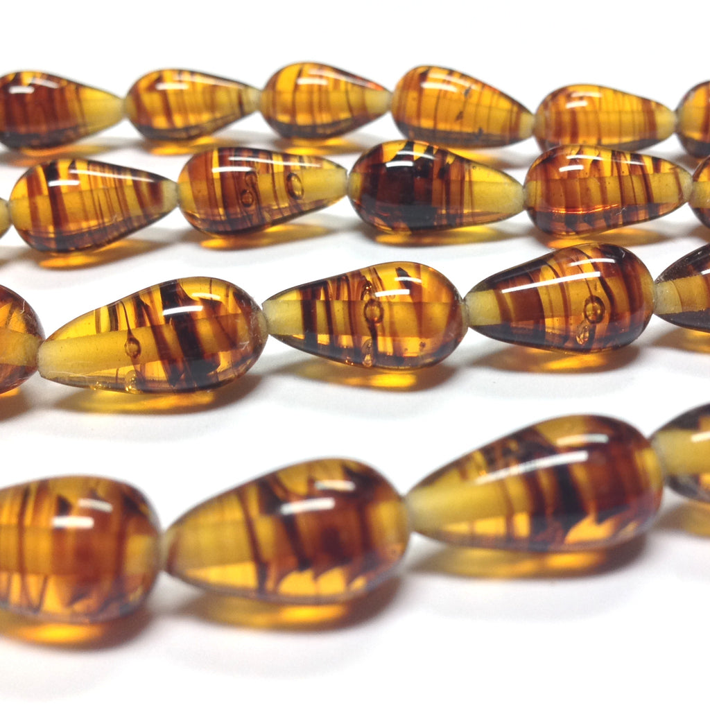 8X14MM Tortoise Glass Pear Bead (36 pieces)
