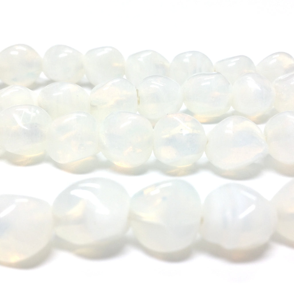 10MM White Opal Glass Baroque Bead (36 pieces)