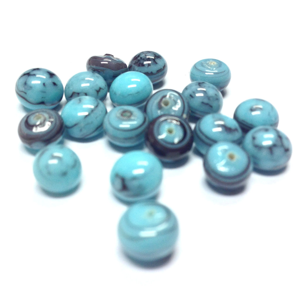6MM Turquoise Matrix Glass Cab (144 pieces)