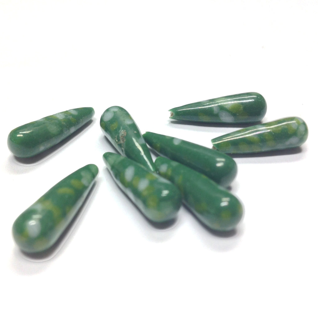 18X6MM Jade Glass Pear Drop 1-Hole (36 pieces)