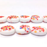 16X12MM Orange/White Oval Glass Floral Bead (36 pieces)