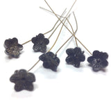10MM Black Glass Flower On Wire (72 pieces)