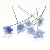 10MM Blue Glass Flower On Wire (72 pieces)