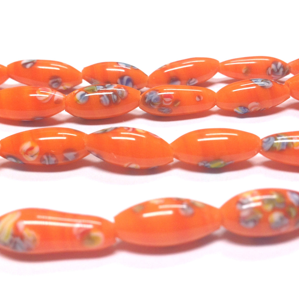 12X6MM Orange Tombo Glass Oval Bead (72 pieces)