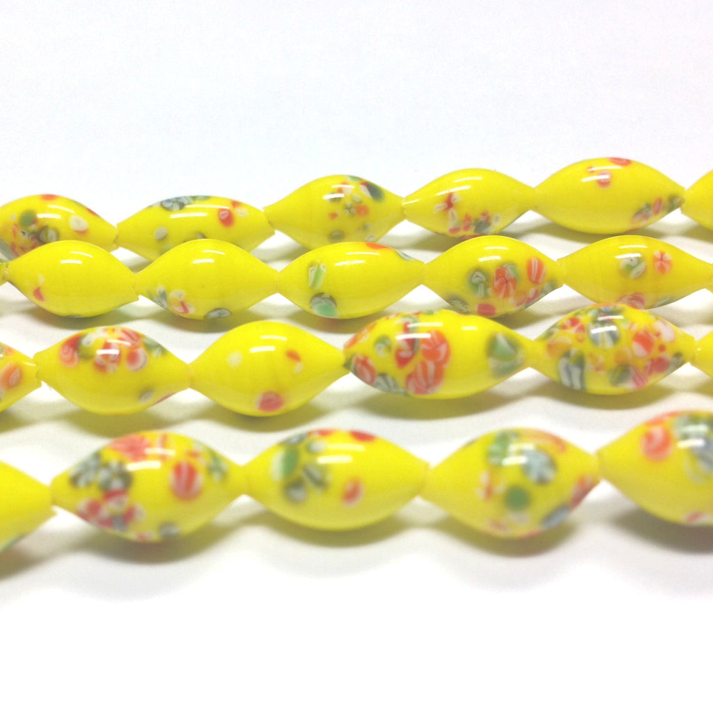 12X6MM Yellow Tombo Glass Oval Bead (72 pieces)